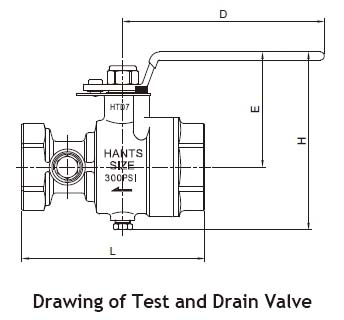 الرسم الهندسي لصمامHants UL Test and Drain Valve