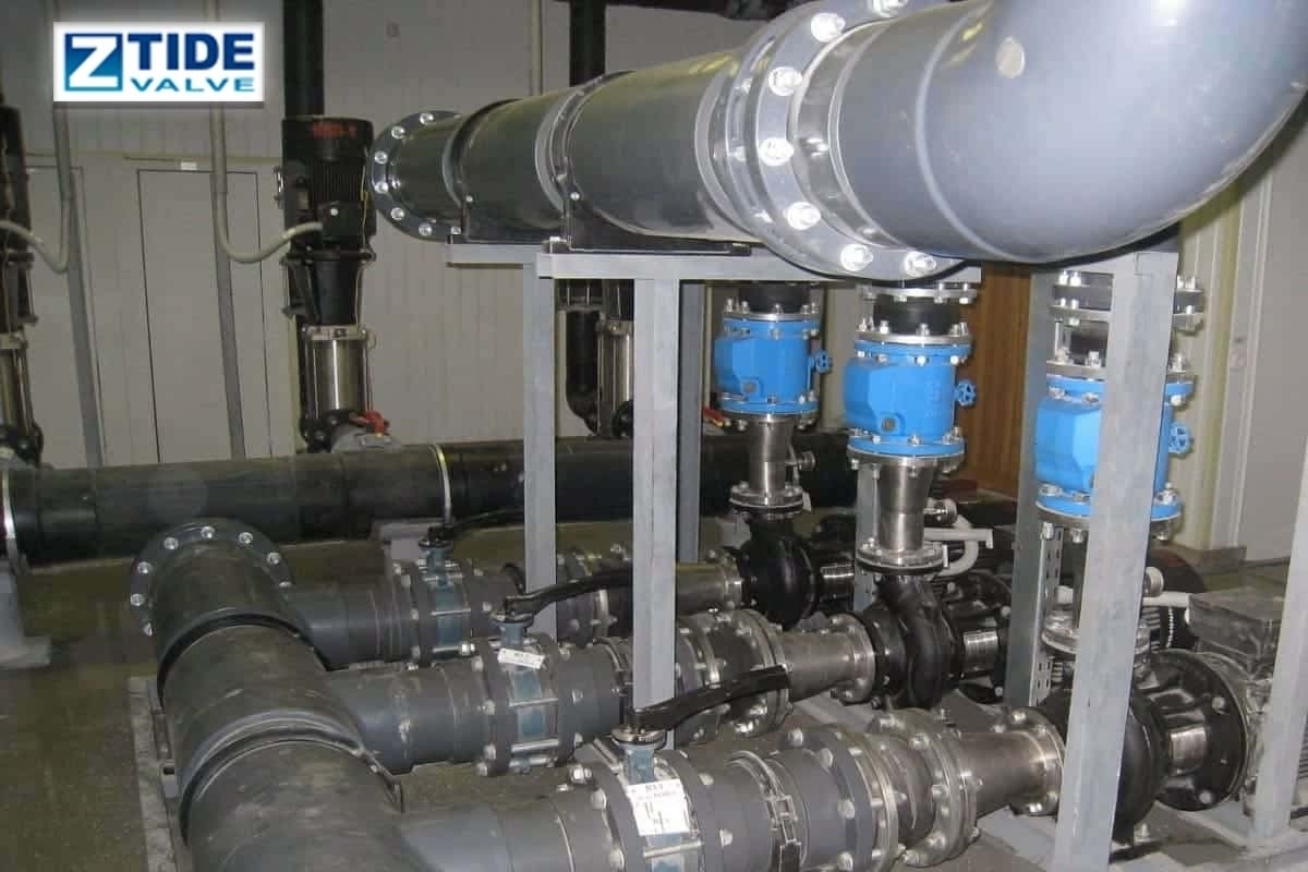 Silent Check Valve Installed in Water Treatment Pump Room